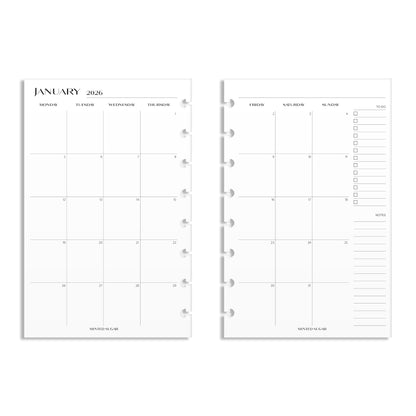 2026 Monthly Insert – Back to Back Layout – No. 2 Font