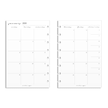 2026 Monthly Insert – Page Break Layout – Classic Font