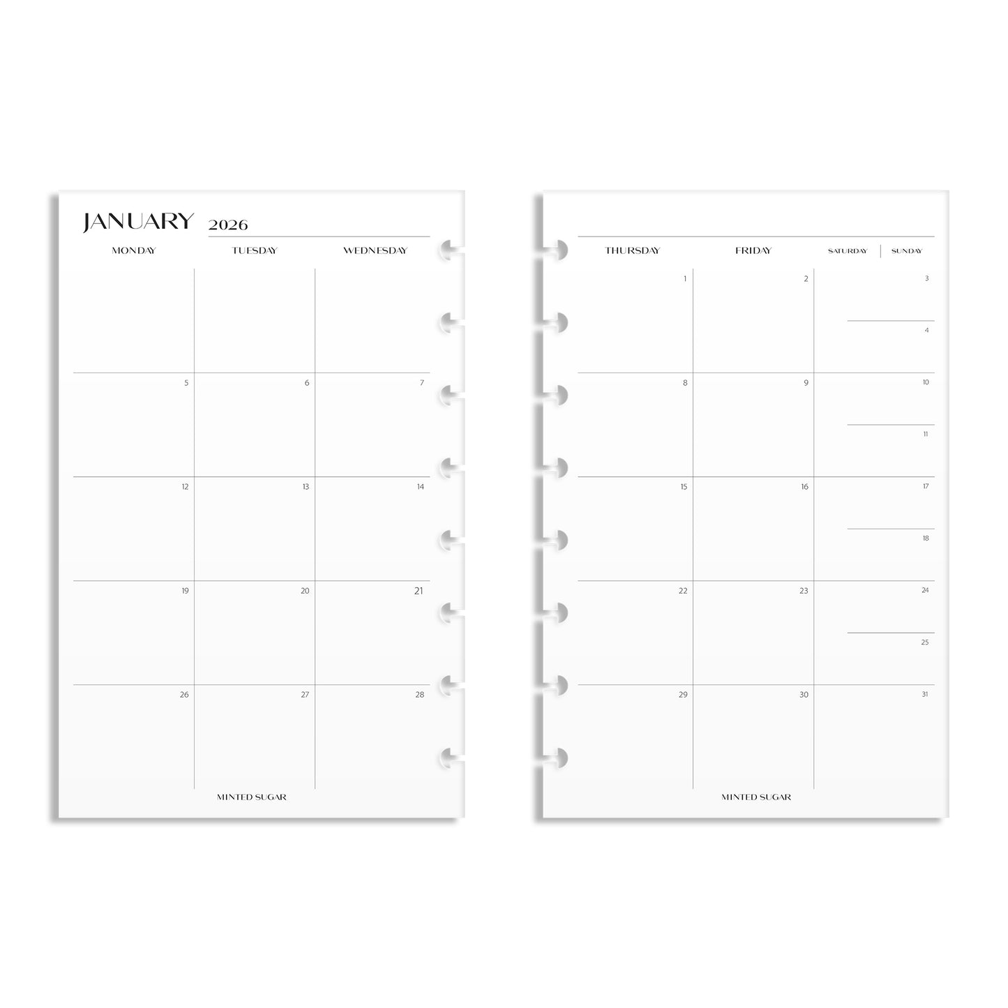 2026 Monthly Insert – Page Break Layout – No. 2 Font