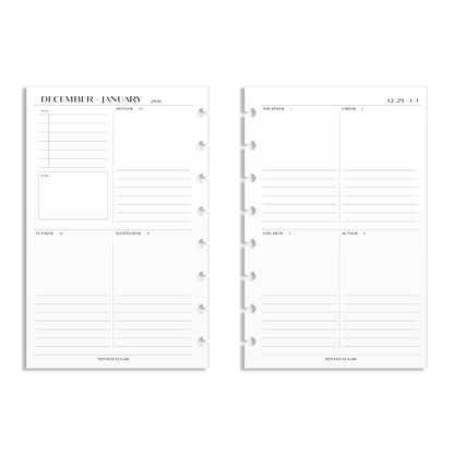 2026 Weekly Insert – Vertical Layout – No. 2 Font