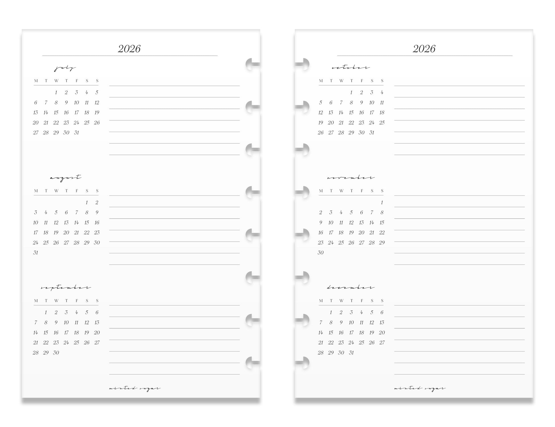 2026 Monthly Insert – One Month One-Page Layout – Classic Font image 5