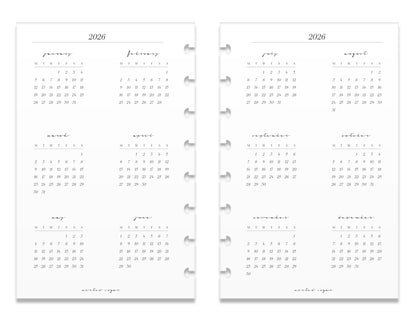 2026 Monthly Insert – Back to Back Layout – Classic Font image 3