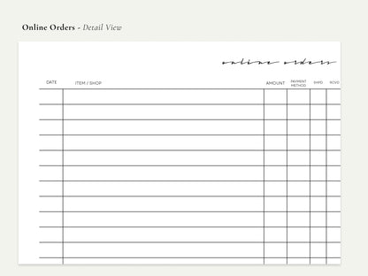 Digital Trackers – Passwords, Orders, Routines | Printable PDF
