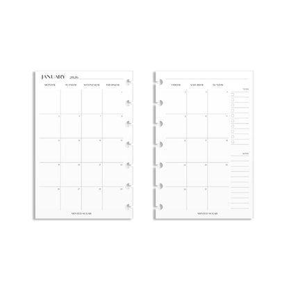 2026 Monthly Insert – Back to Back Layout – No. 2 Font