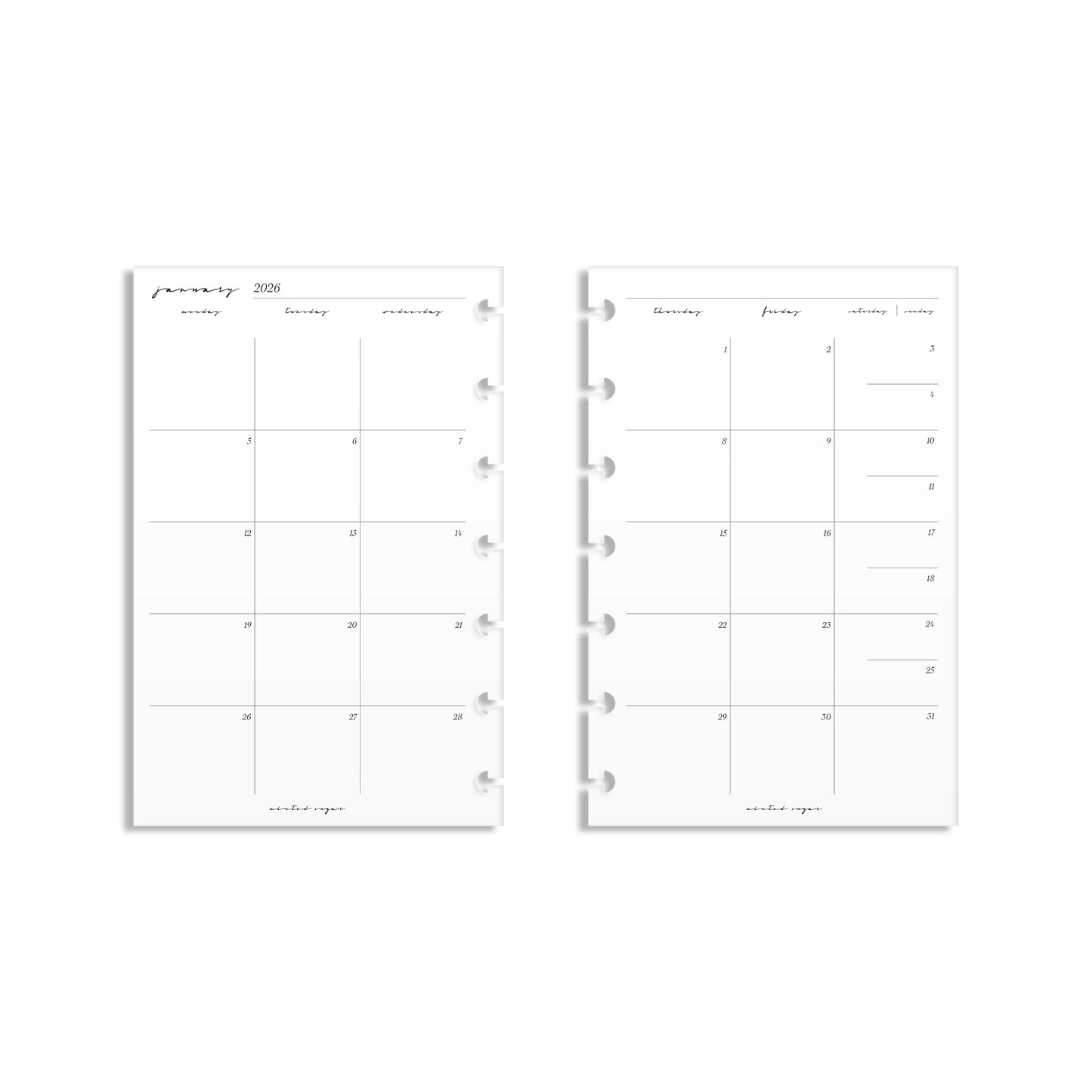 2026 Monthly Insert – Page Break Layout – Classic Font
