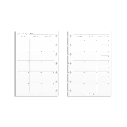 2026 Monthly Insert – Page Break Layout – Classic Font