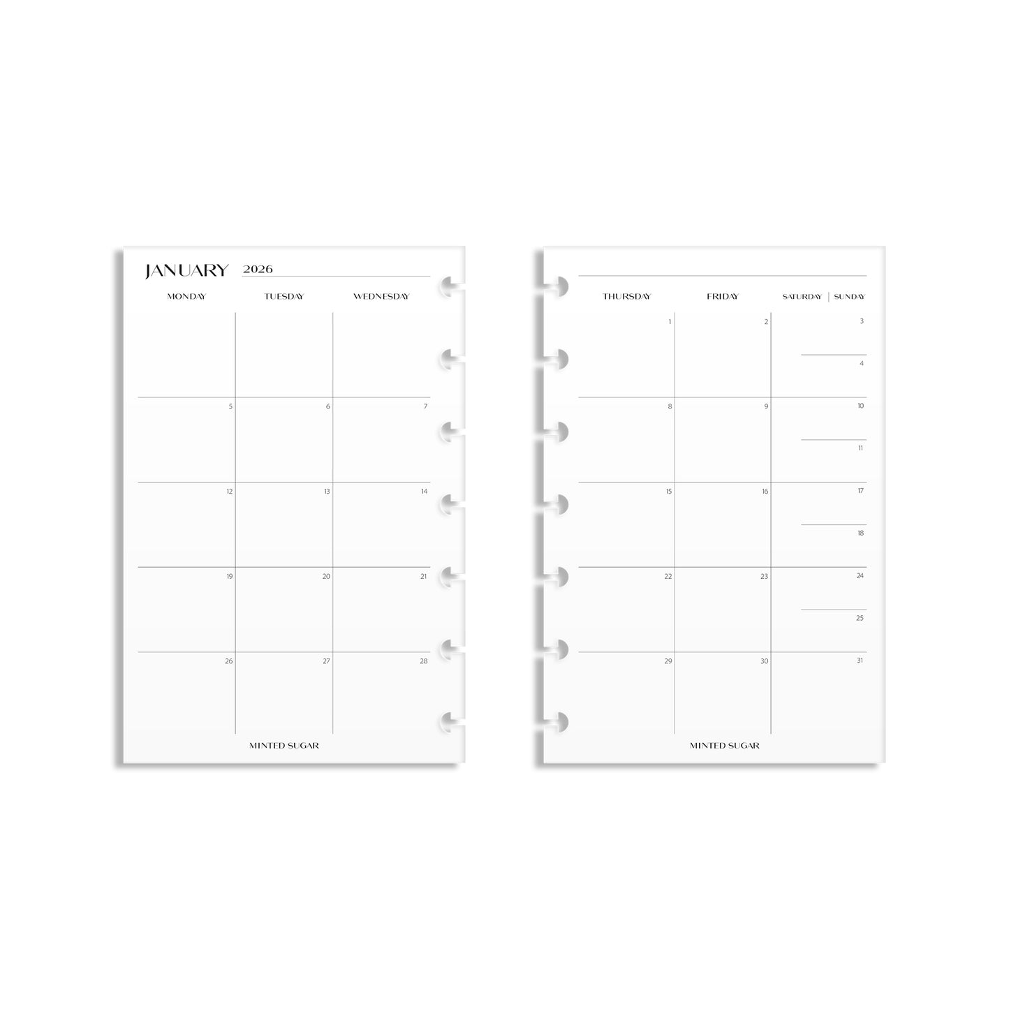 2026 Monthly Insert – Page Break Layout – No. 2 Font