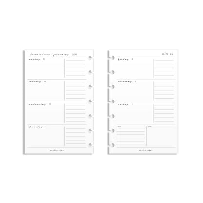 2026 Weekly Insert – Horizontal Layout – Classic Font