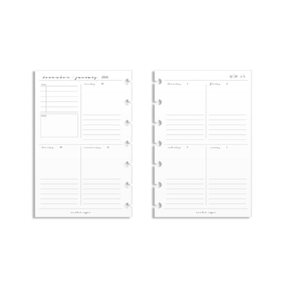 2026 Weekly Insert – Vertical Layout – Classic Font