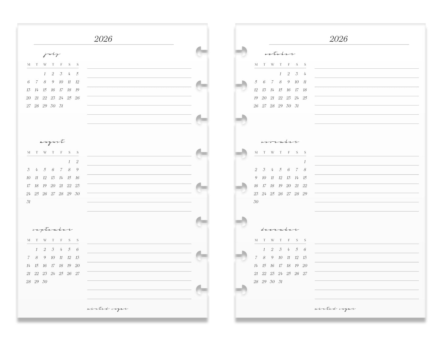 2026 Monthly Insert – Page Break Layout – Classic Font image 4