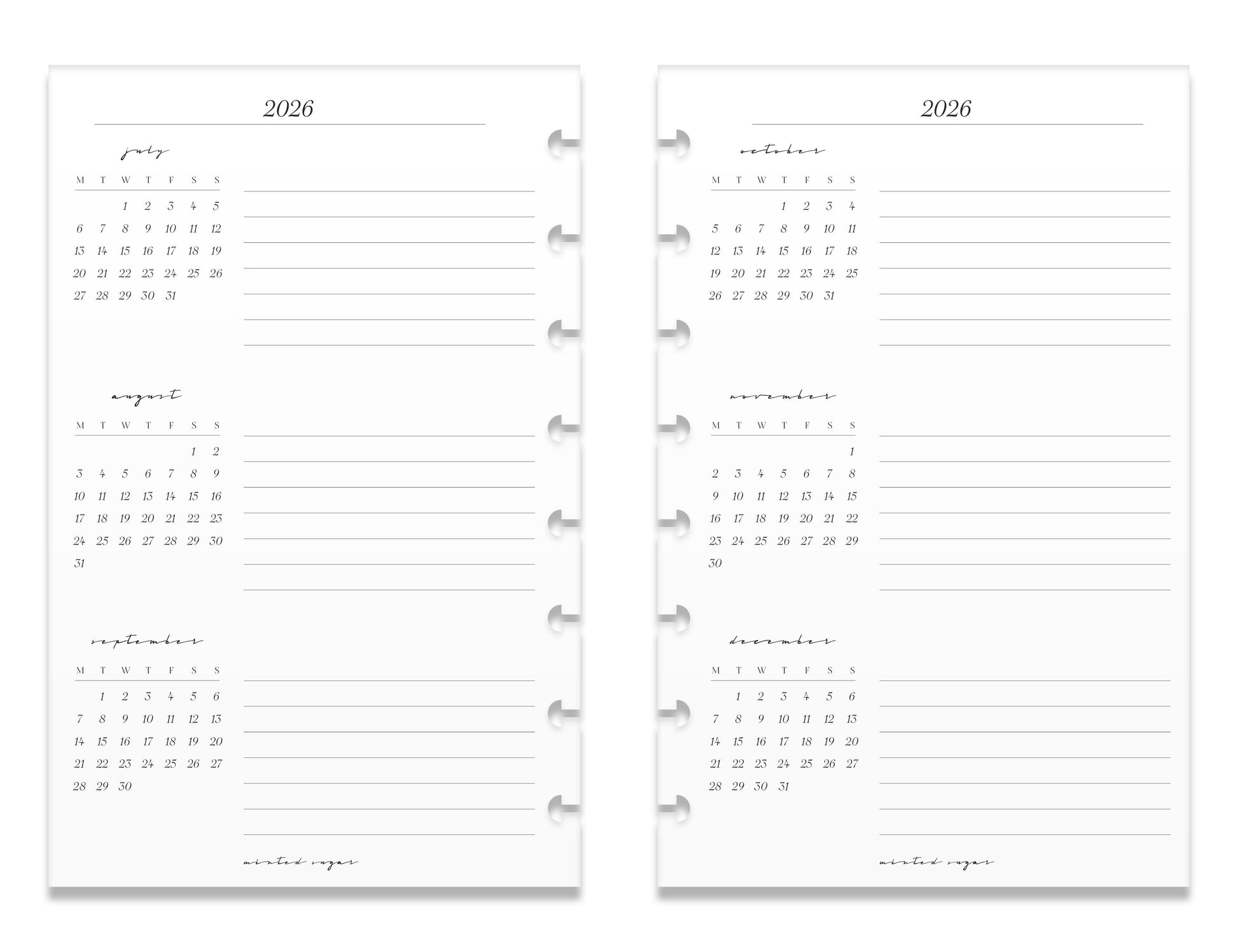 2026 Monthly Insert – Page Break Layout – Classic Font image 4