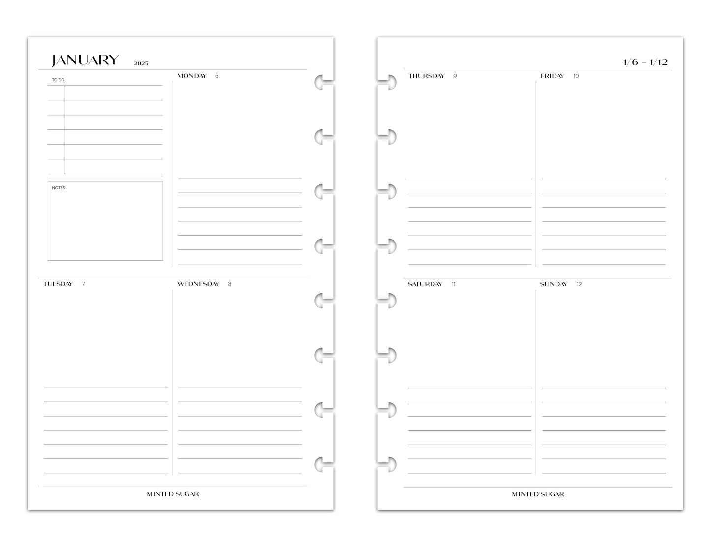 2025 Monthly Weekly Planner Inserts | Vertical | No.2 image 5