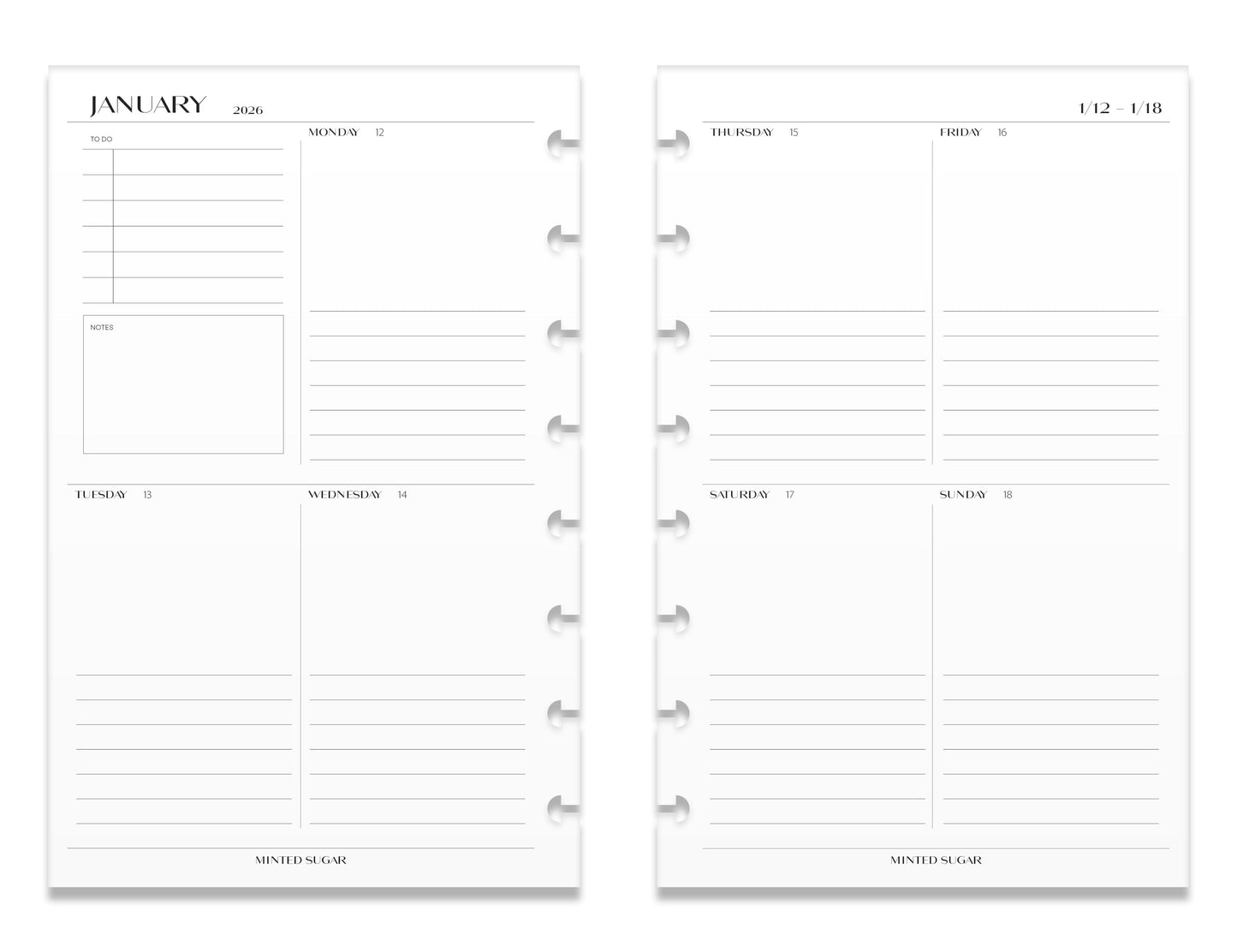 2026 Weekly Insert – Vertical Layout – No. 2 Font image 9