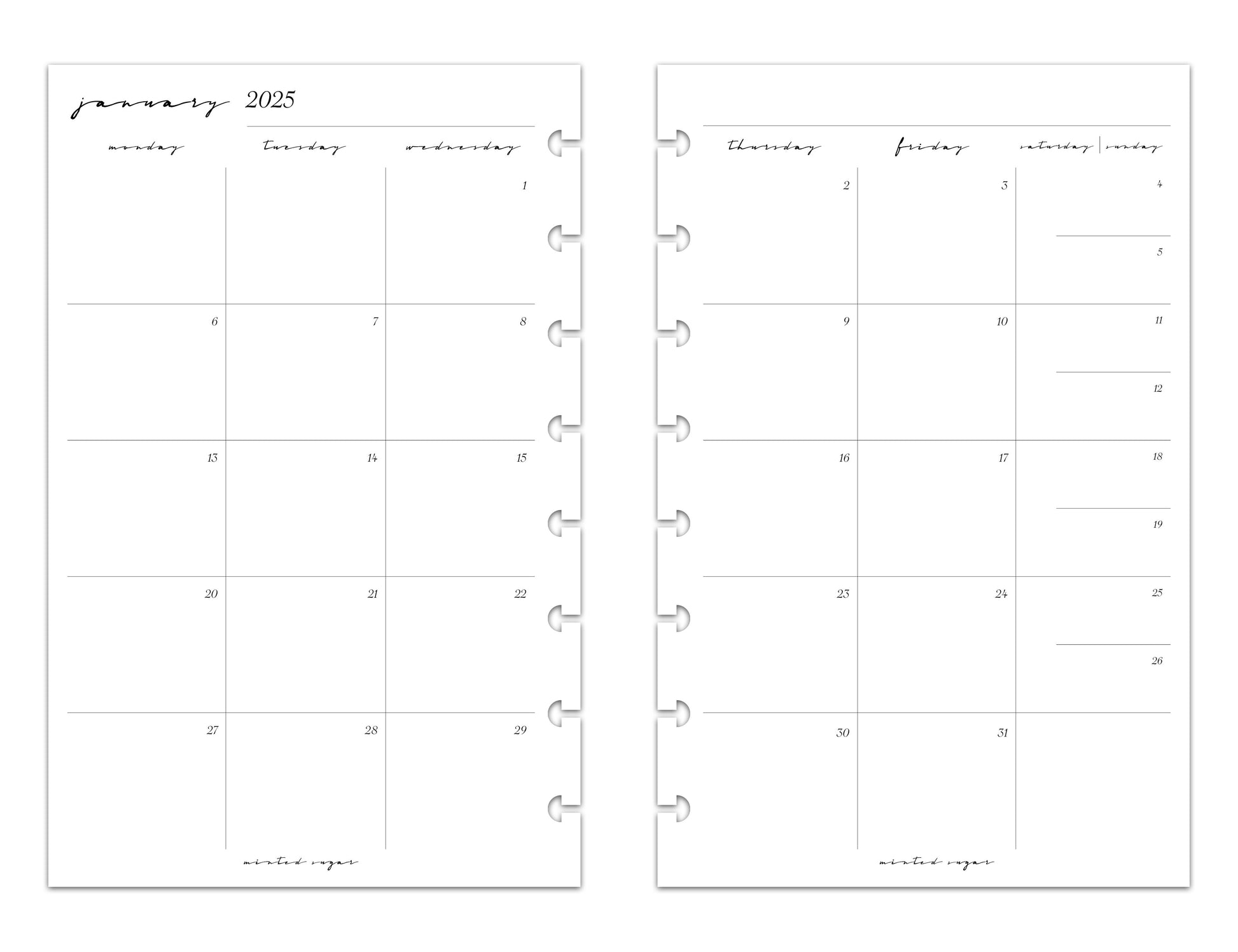 2025 Monthly Weekly Planner Inserts | Vertical | Classic image 3