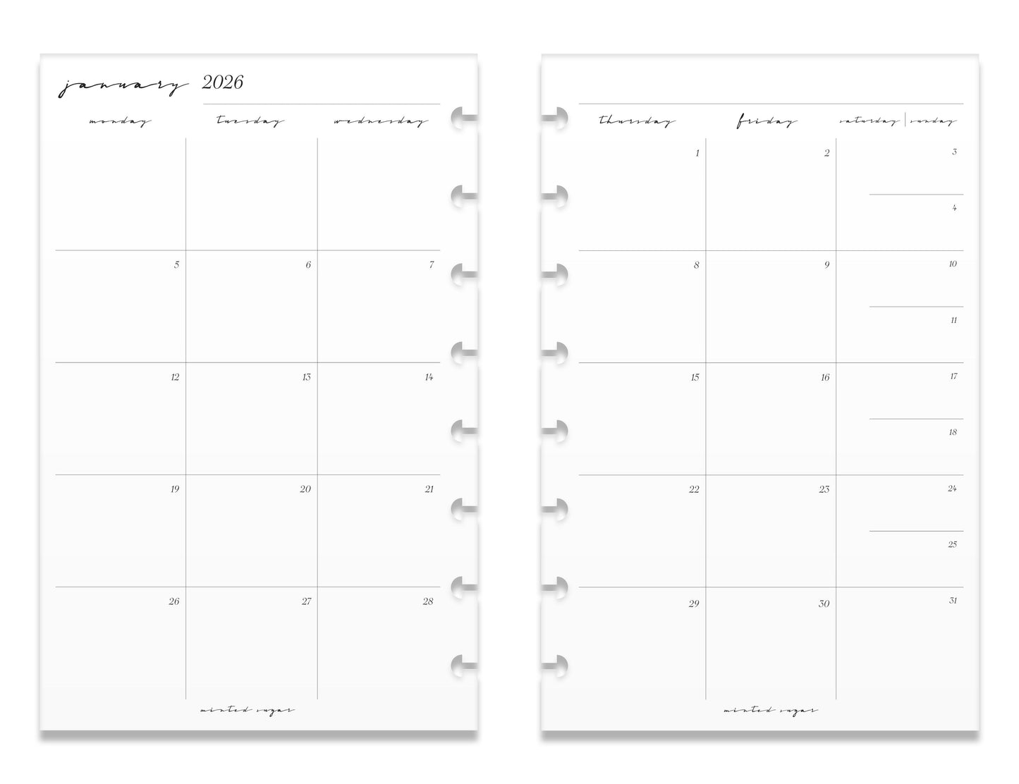 2026 Monthly Insert – Page Break Layout – Classic Font image 6