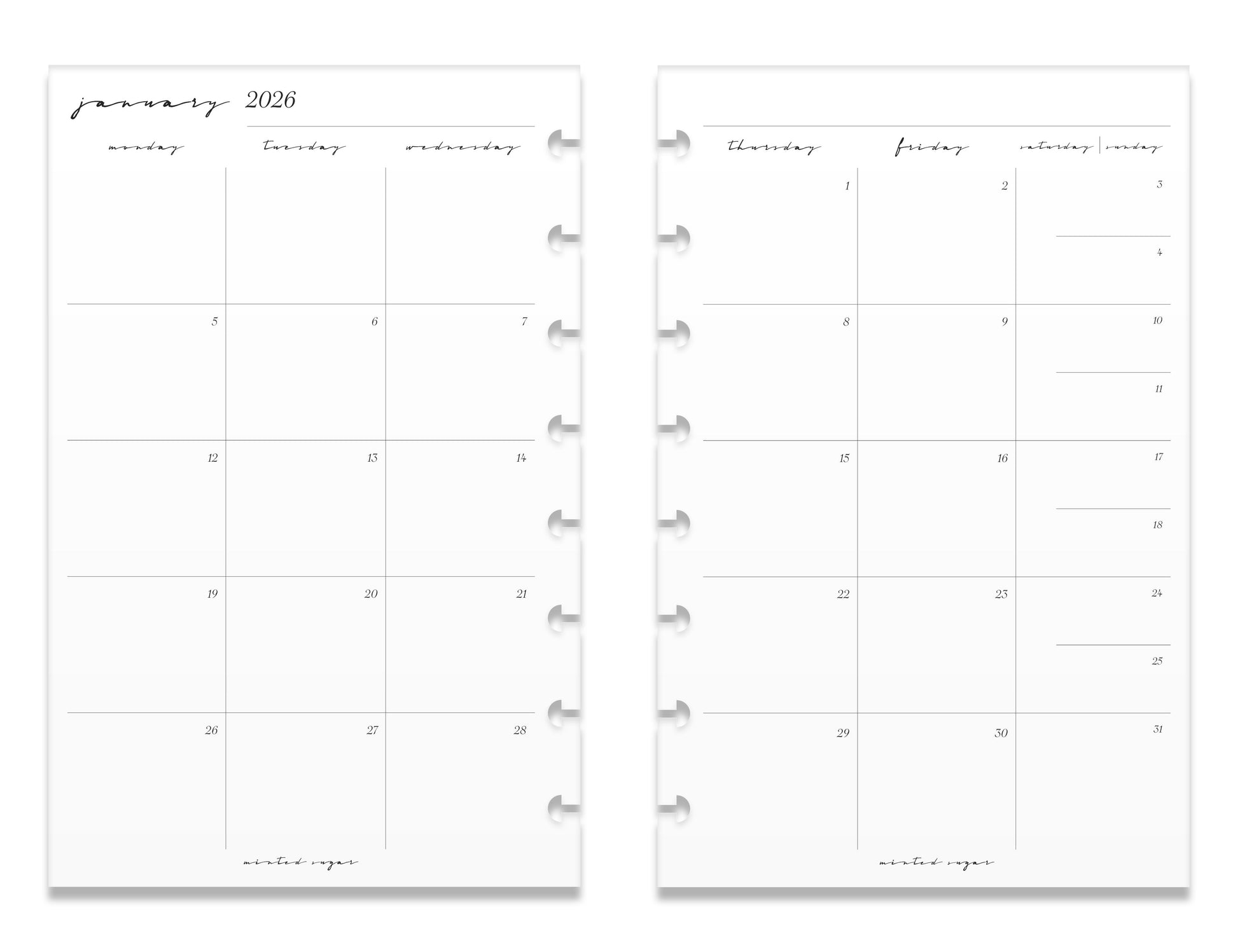 2026 Monthly Insert – Page Break Layout – Classic Font image 6