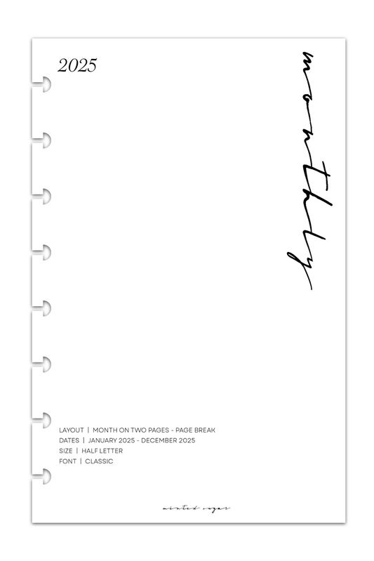 2025 Monthly Calendar Planner Inserts | Page Break | Classic image 0