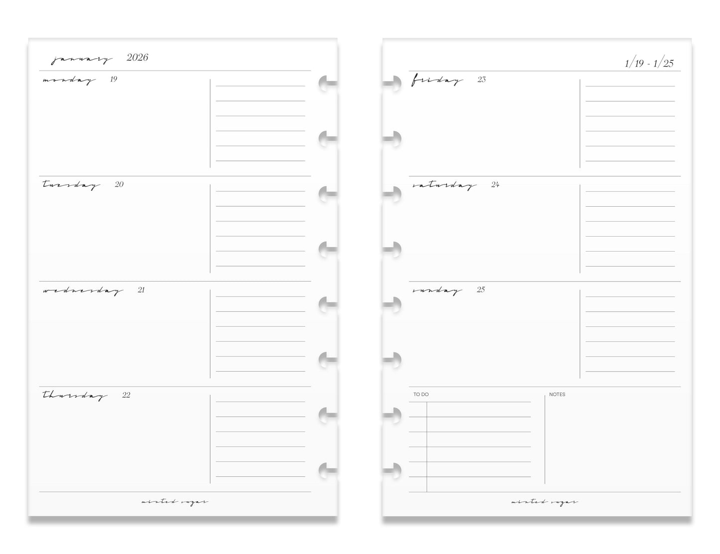 2026 Weekly Insert – Horizontal Layout – Classic Font image 10