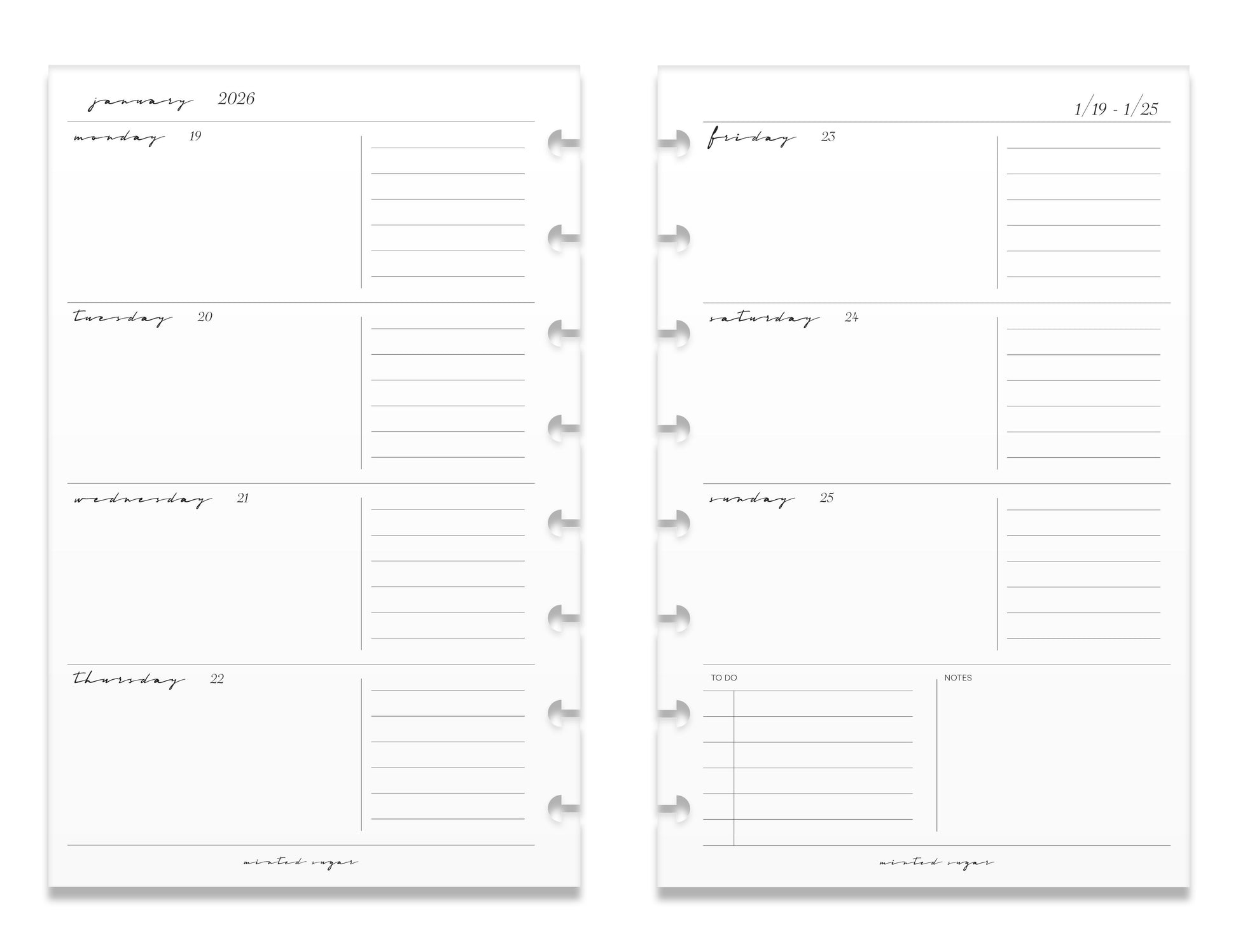 2026 Weekly Insert – Horizontal Layout – Classic Font image 10