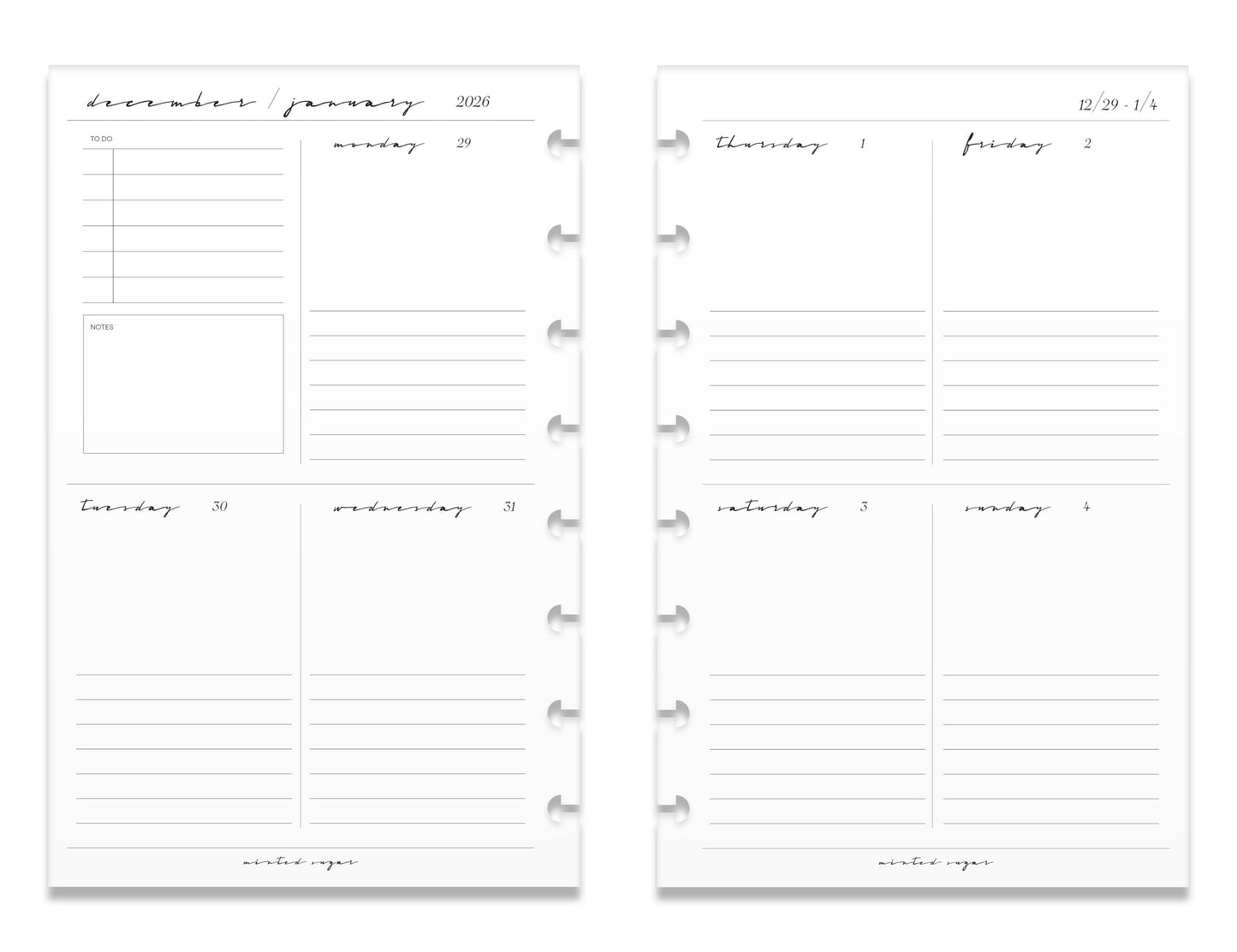 2026 Weekly Insert – Vertical Layout – Classic Font image 7