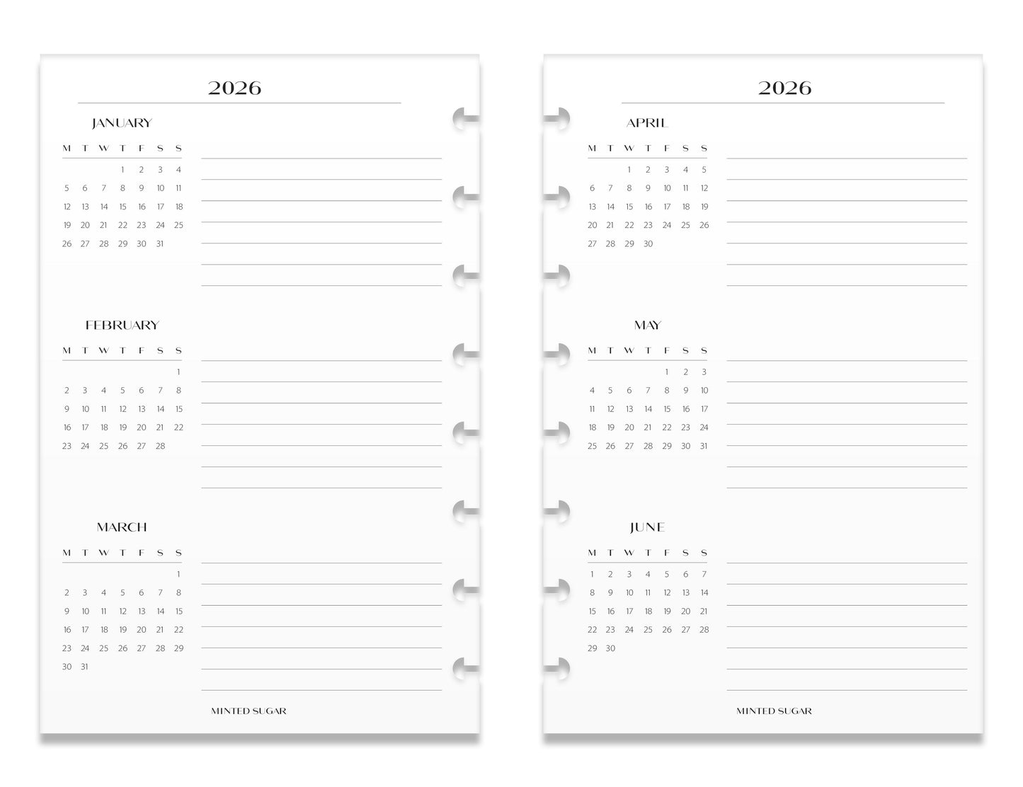 2026 Monthly Insert – One Month One-Page Layout – No. 2 Font image 4