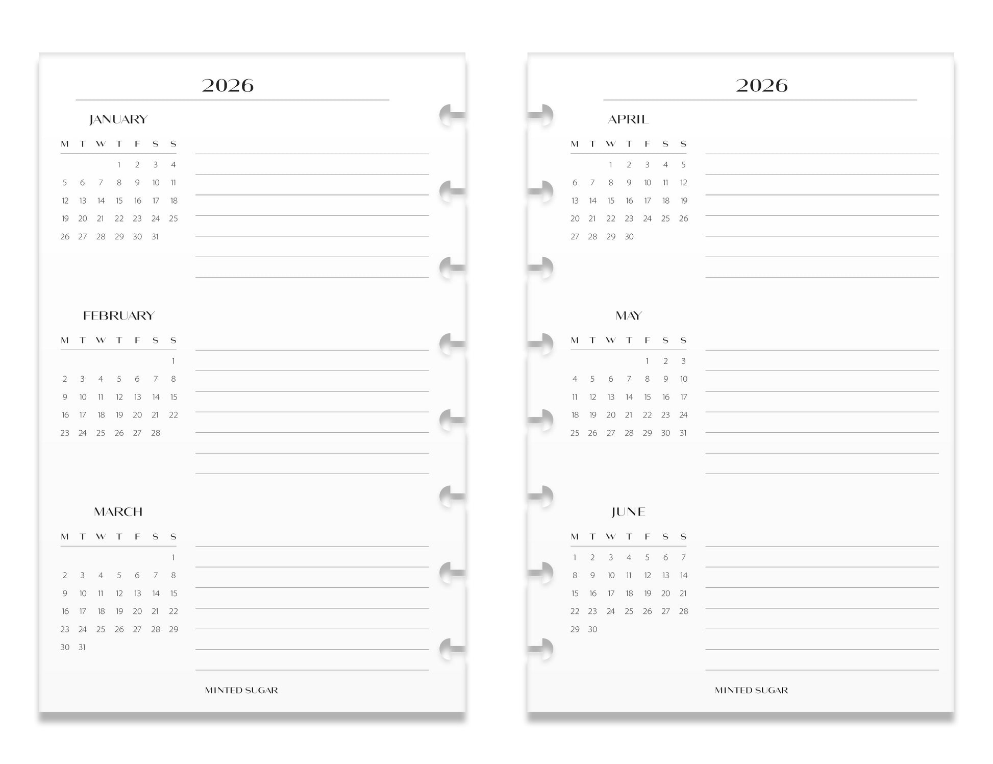 2026 Monthly Insert – One Month One-Page Layout – No. 2 Font image 4