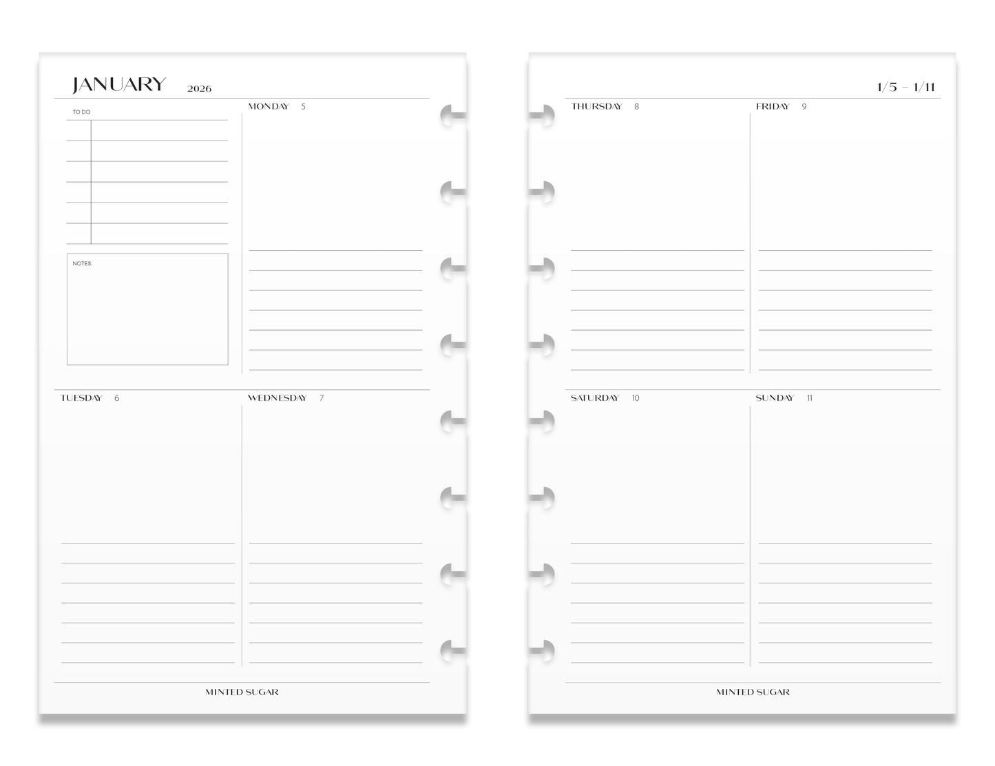 2026 Weekly Insert – Vertical Layout – No. 2 Font image 8