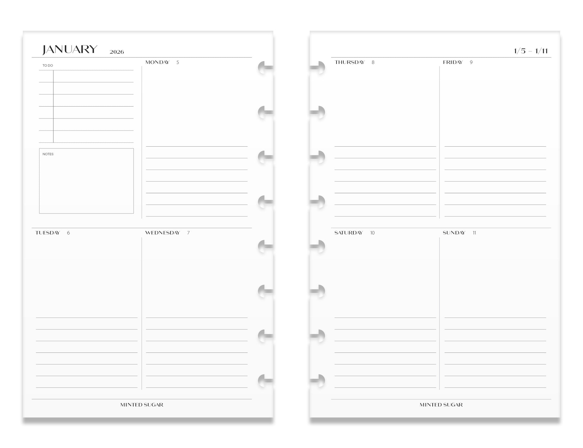 2026 Weekly Insert – Vertical Layout – No. 2 Font image 8