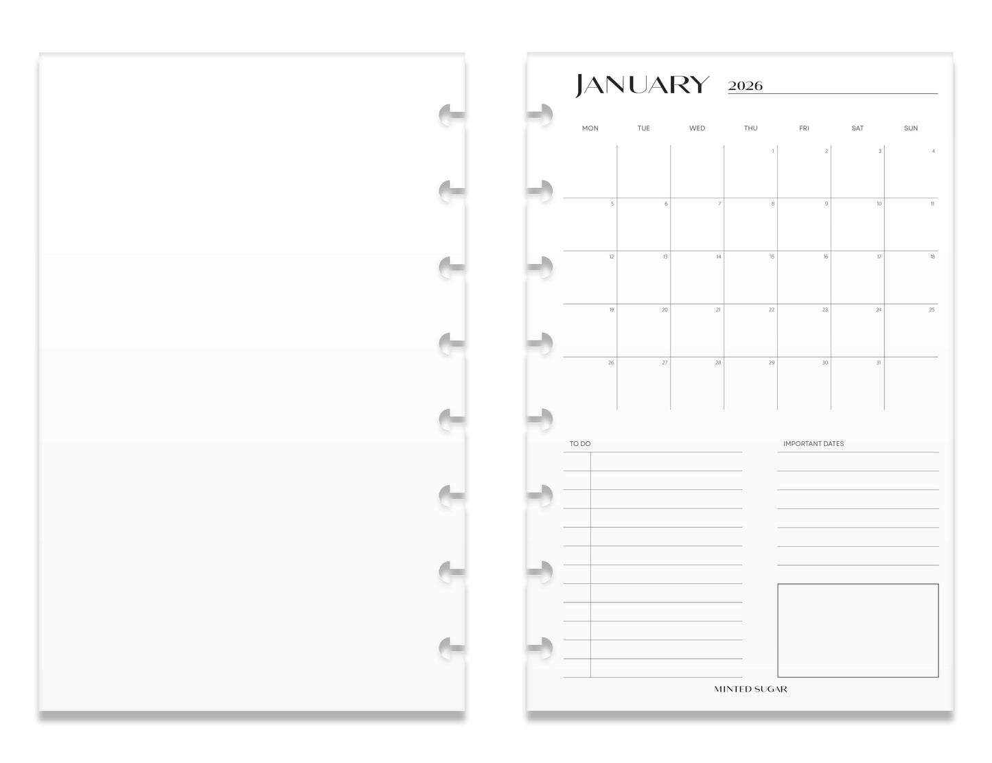 2026 Monthly Insert – One Month One-Page Layout – No. 2 Font image 7