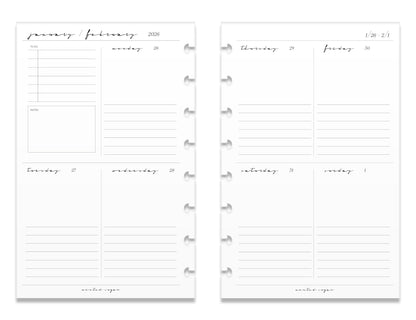 2026 Weekly Insert – Vertical Layout – Classic Font image 1