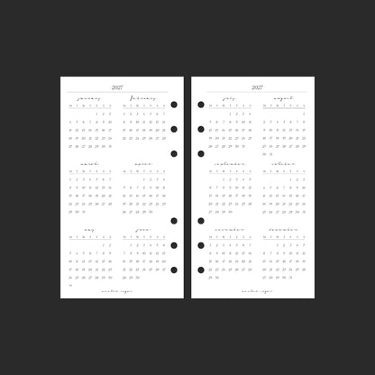 2027 Year Overview, Personal, Classic font — year-at-a-glance calendar.