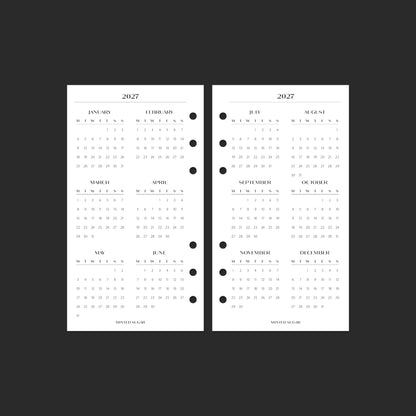 2027 Year Overview, Personal, No.2 font — year-at-a-glance calendar.