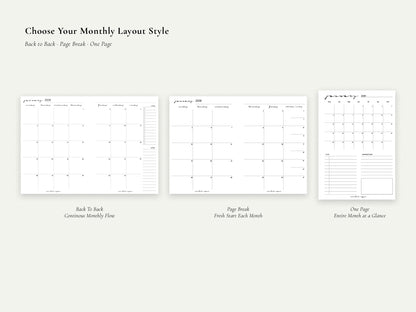 Digital Monthly Inserts | Printable Planner PDF