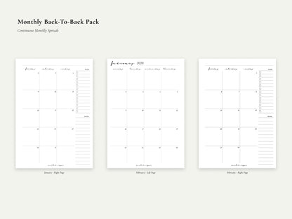 Digital Monthly Inserts | Printable Planner PDF