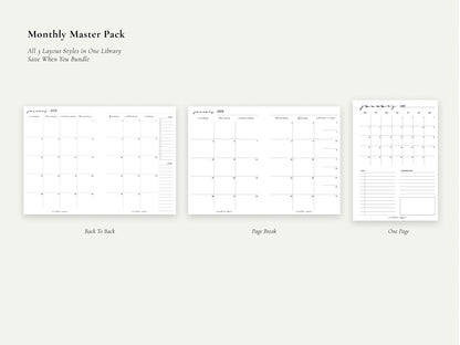 Digital Monthly Inserts | Printable Planner PDF