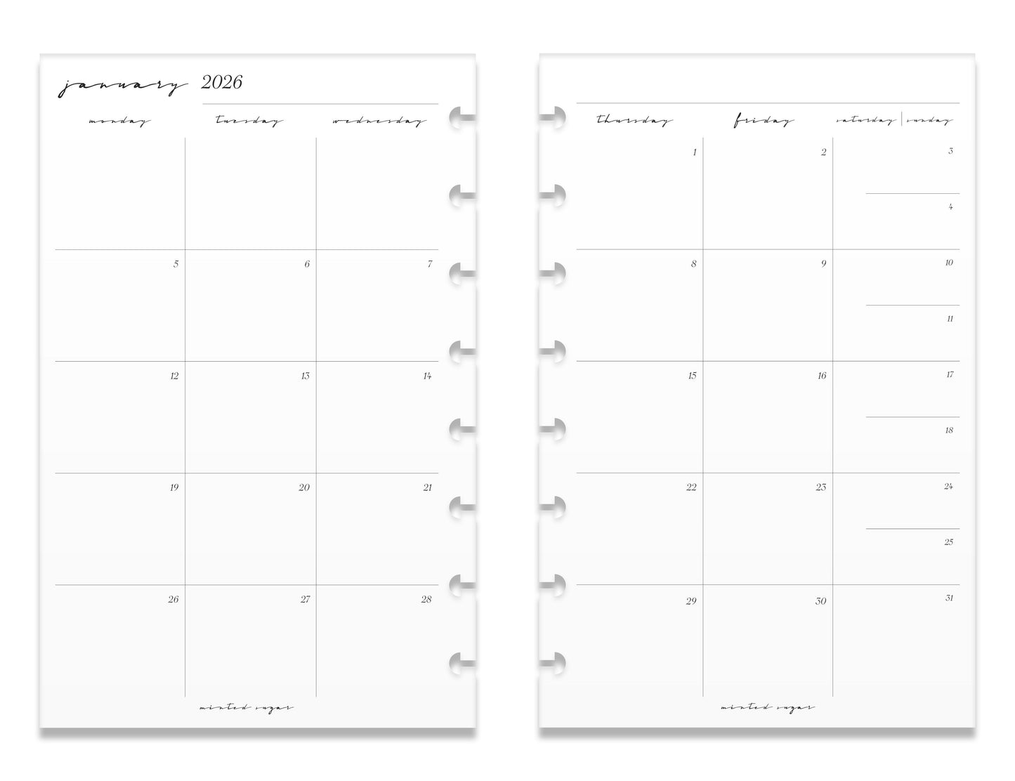 2026 Weekly Insert – Vertical Layout – Classic Font image 5