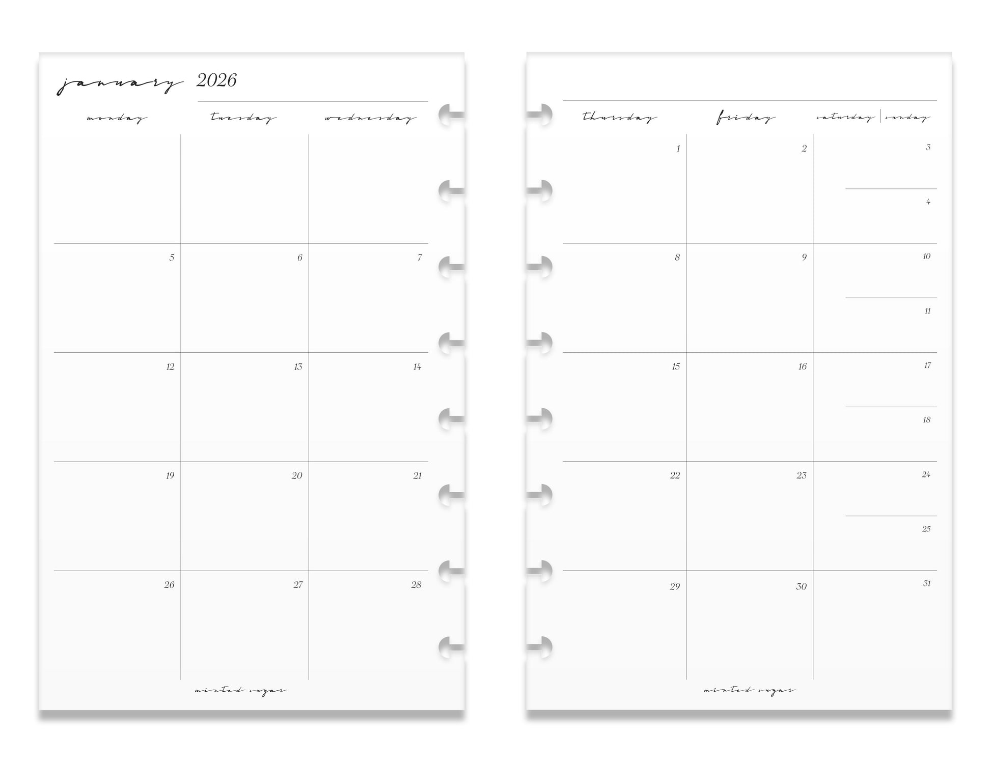 2026 Weekly Insert – Vertical Layout – Classic Font image 5