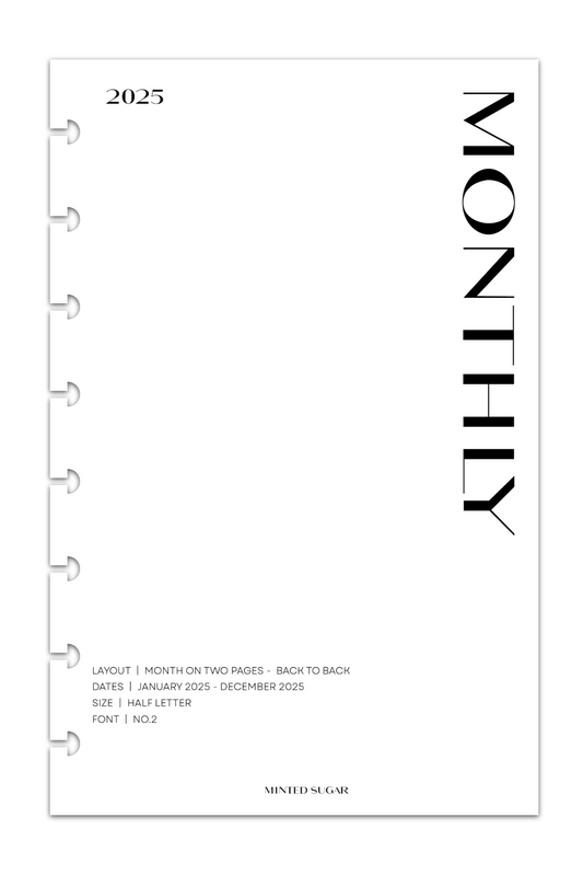 2025 Monthly Calendar Planner Inserts | Back to Back | No.2 image 0