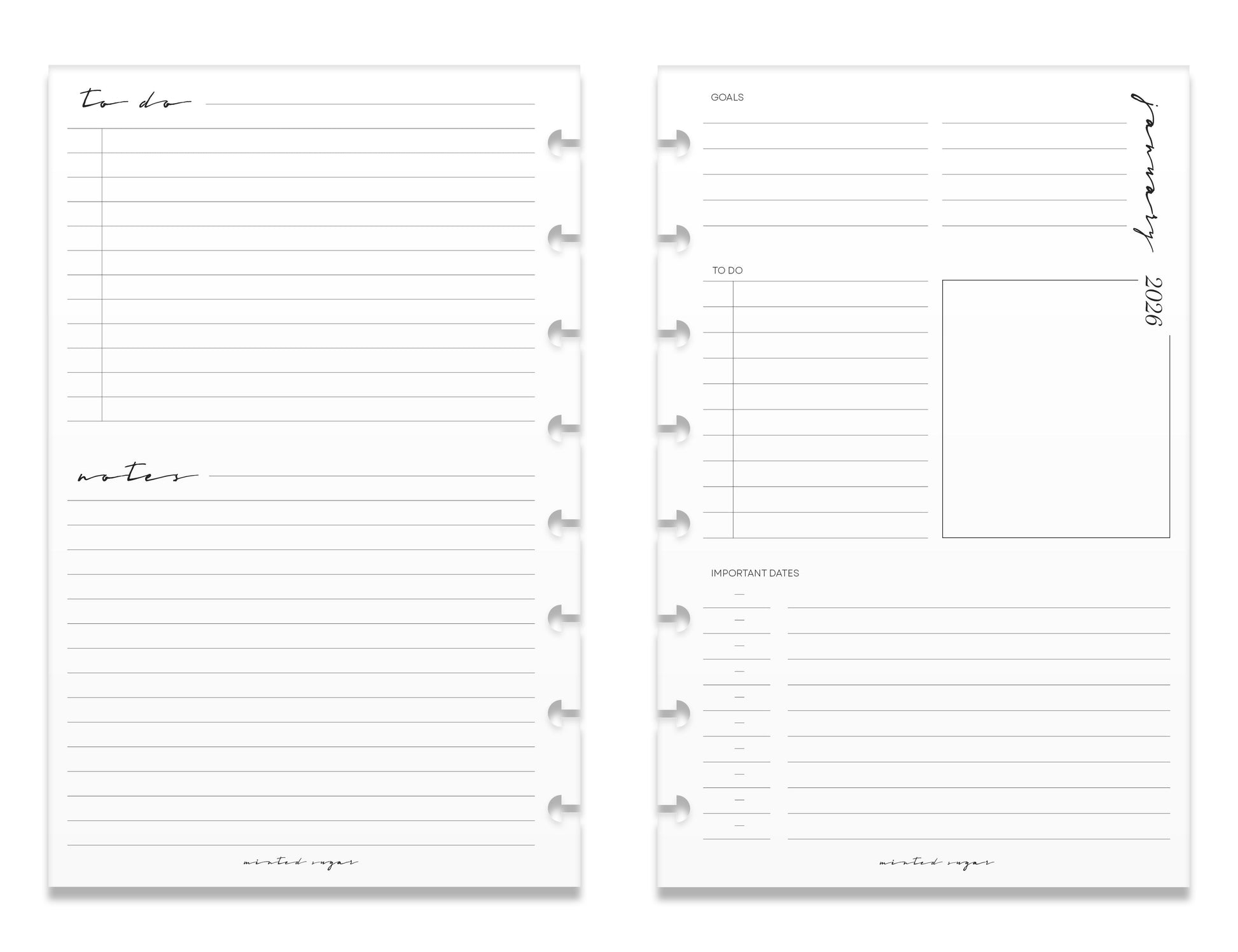 2026 Weekly Insert – Horizontal Layout – Classic Font image 6