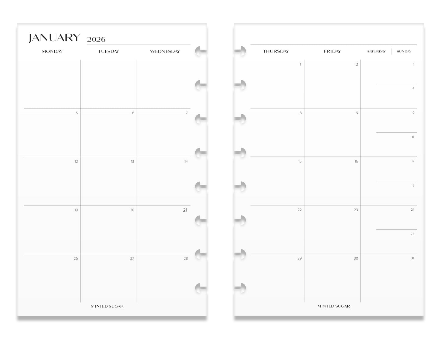 2026 Weekly Insert – Vertical Layout – No. 2 Font image 5