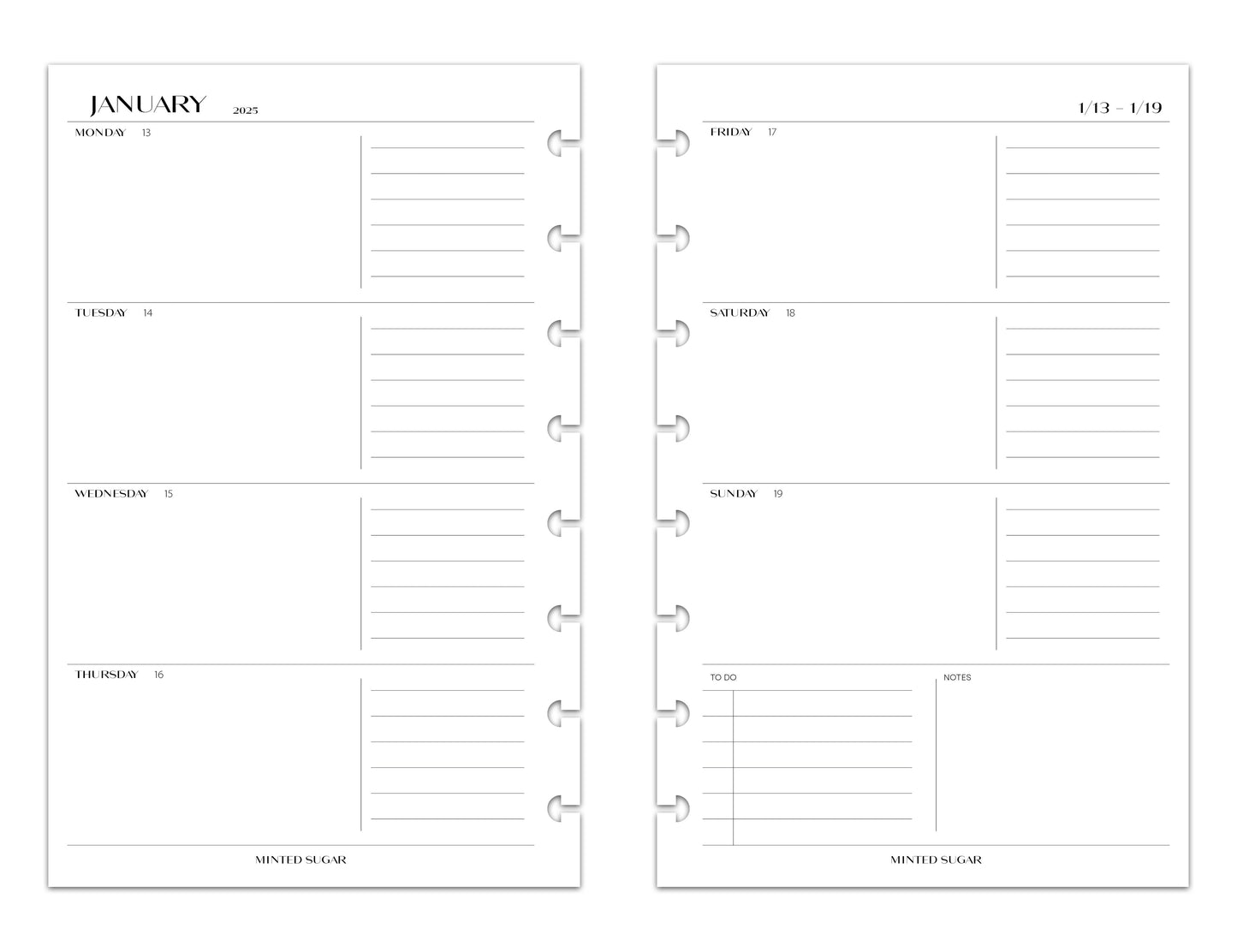 2025 Monthly Weekly Planner Inserts | Horizontal | No.2 image 7