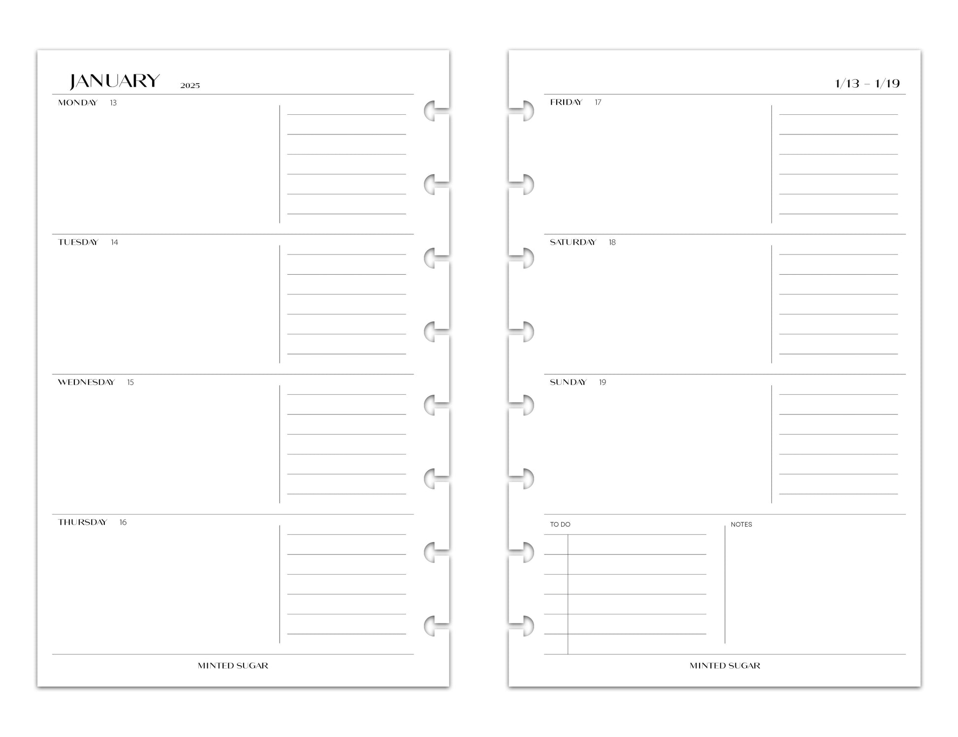 2025 Monthly Weekly Planner Inserts | Horizontal | No.2 image 7