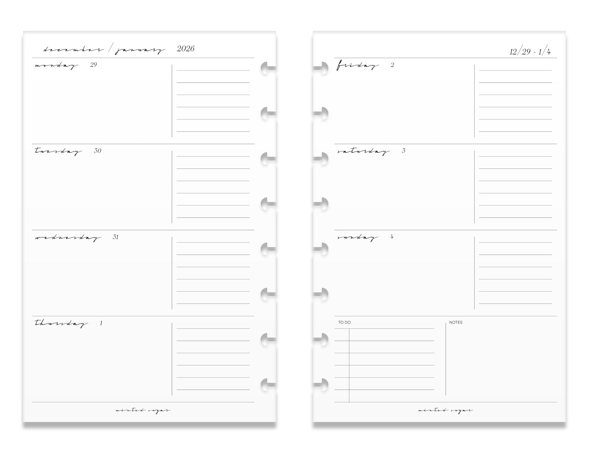 2026 Weekly Insert – Horizontal Layout – Classic Font image 7