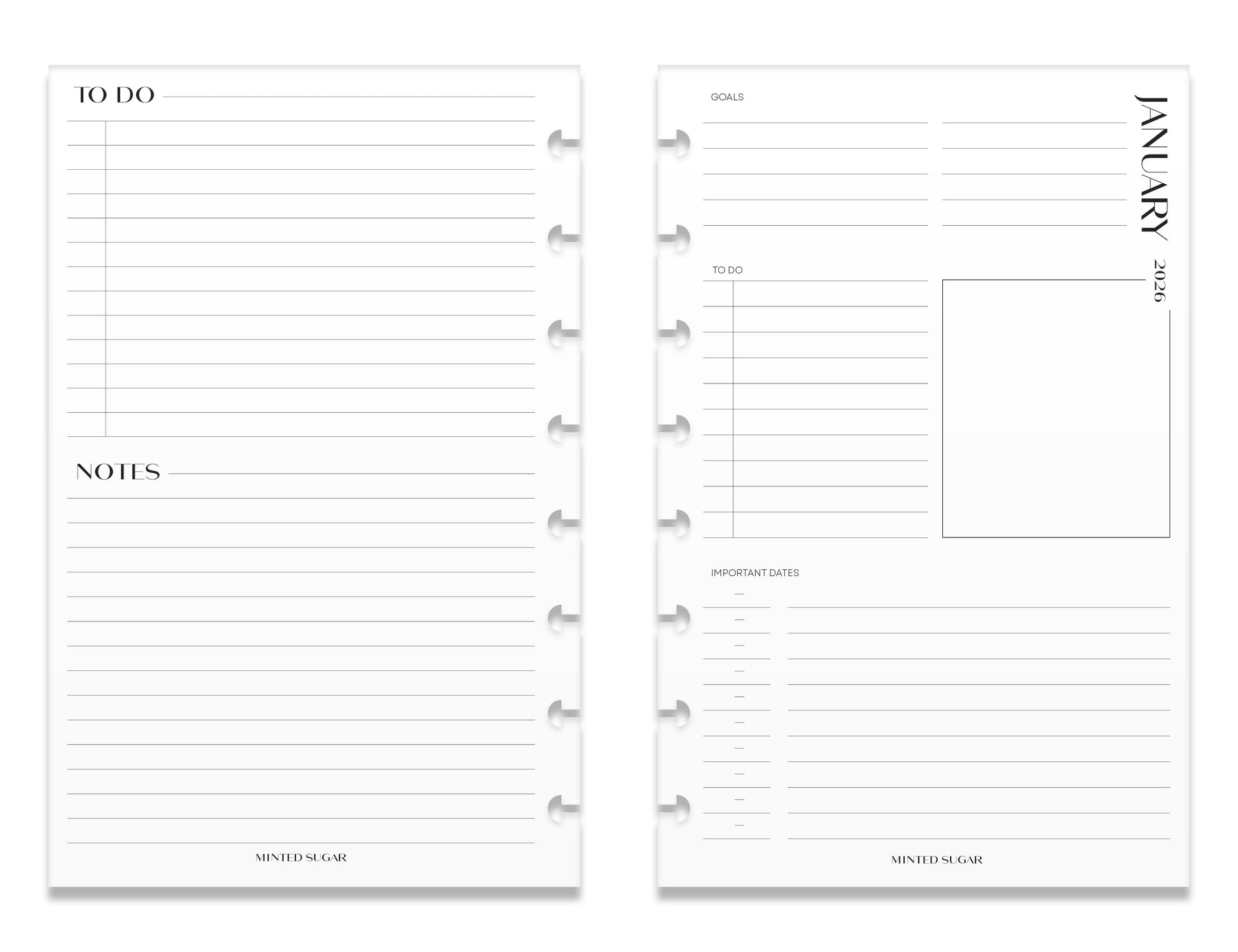 2026 Weekly Insert – Vertical Layout – No. 2 Font image 6