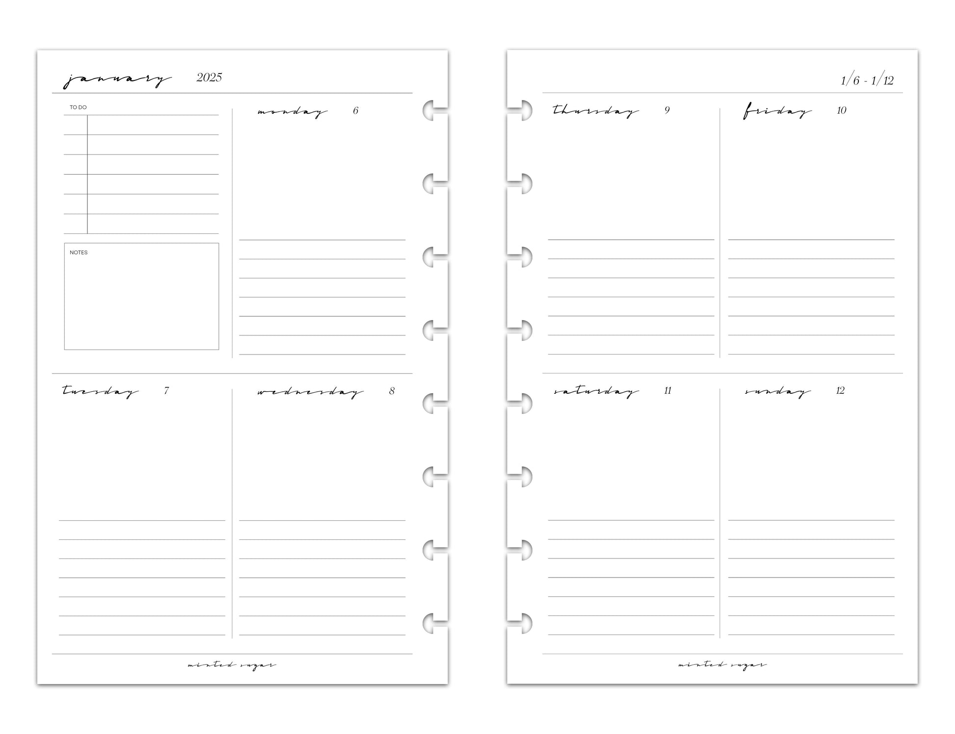 2025 Monthly Weekly Planner Inserts | Vertical | Classic image 6
