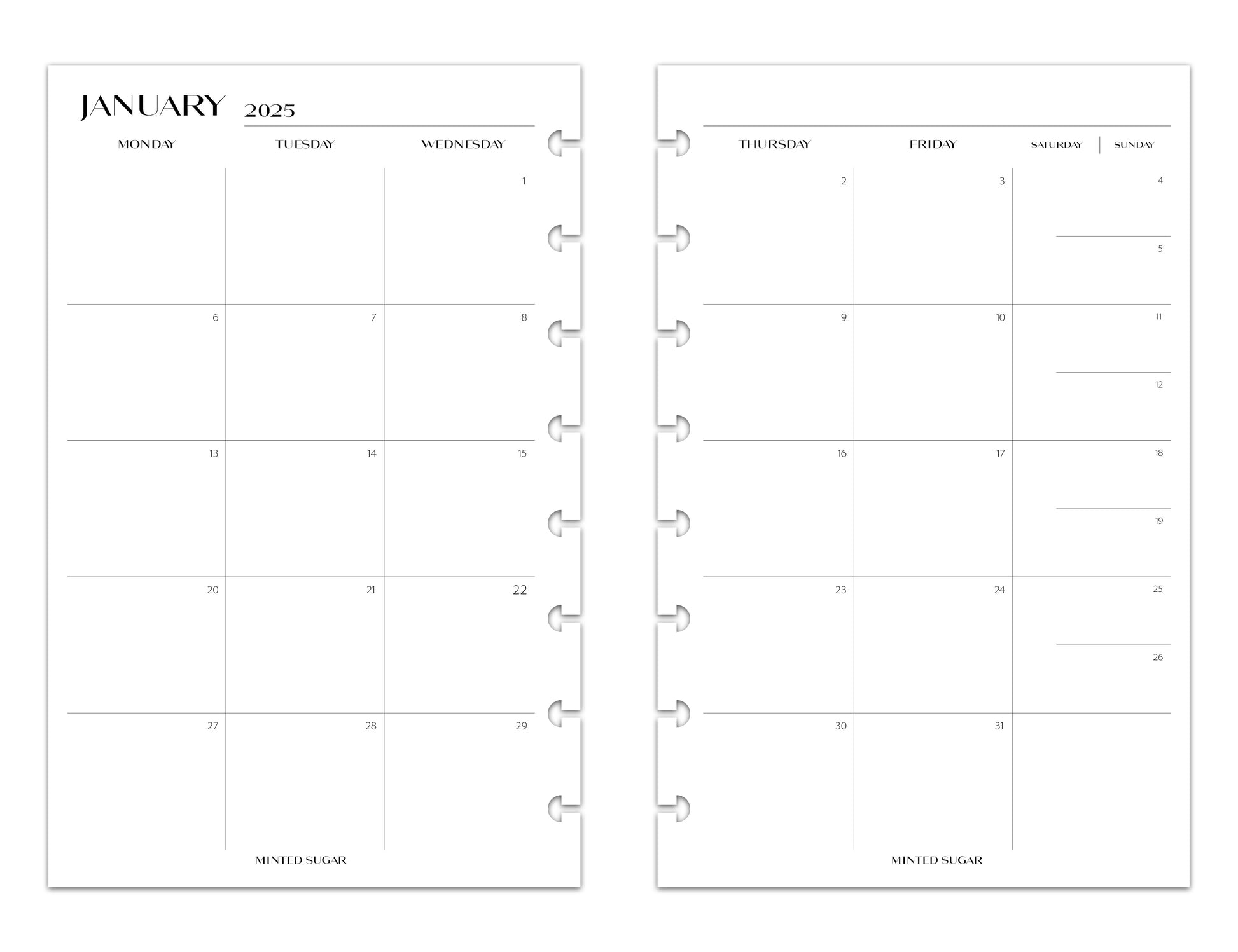 2025 Monthly Weekly Planner Inserts | Vertical | No.2 image 2