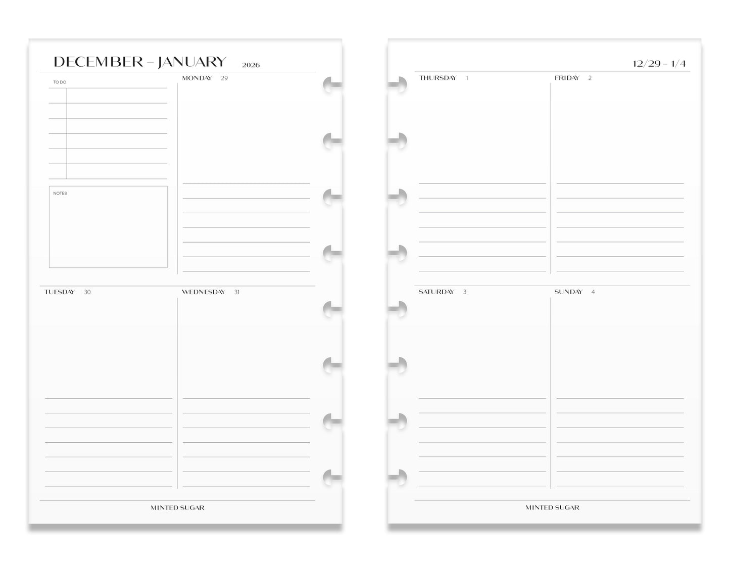 2026 Weekly Insert – Vertical Layout – No. 2 Font image 7