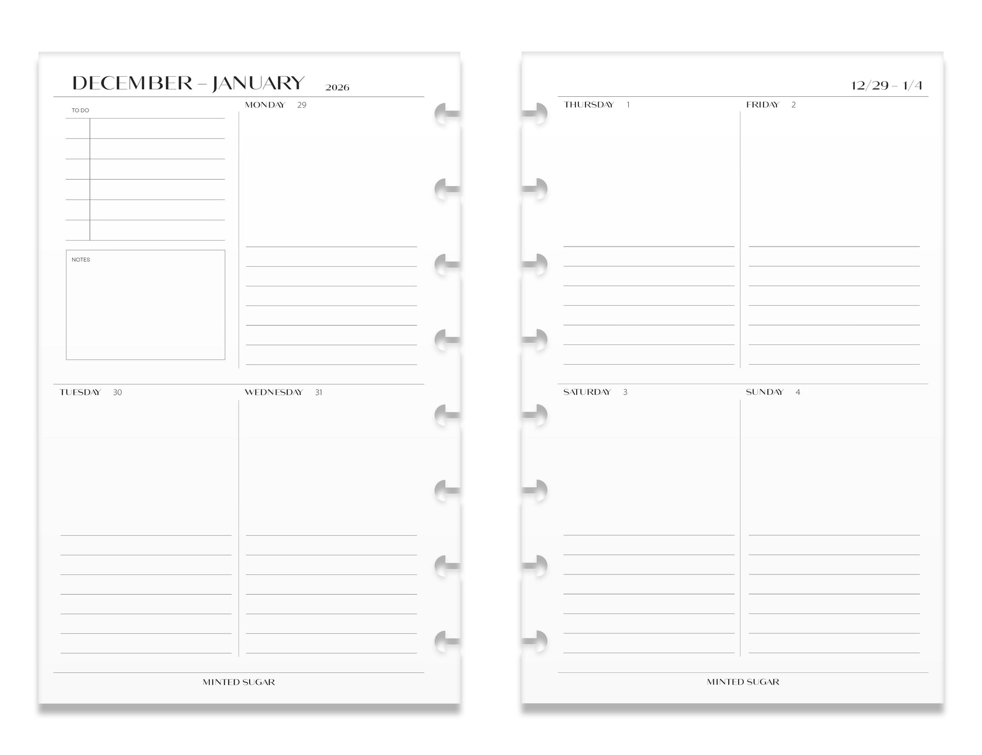 2026 Weekly Insert – Vertical Layout – No. 2 Font image 7