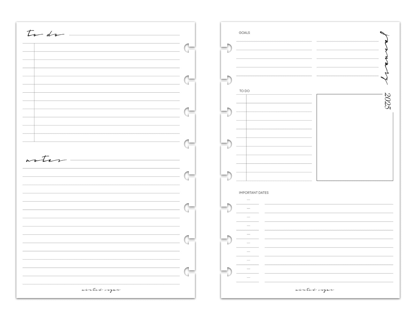 2025 Monthly Weekly Planner Inserts | Horizontal | Classic image 4