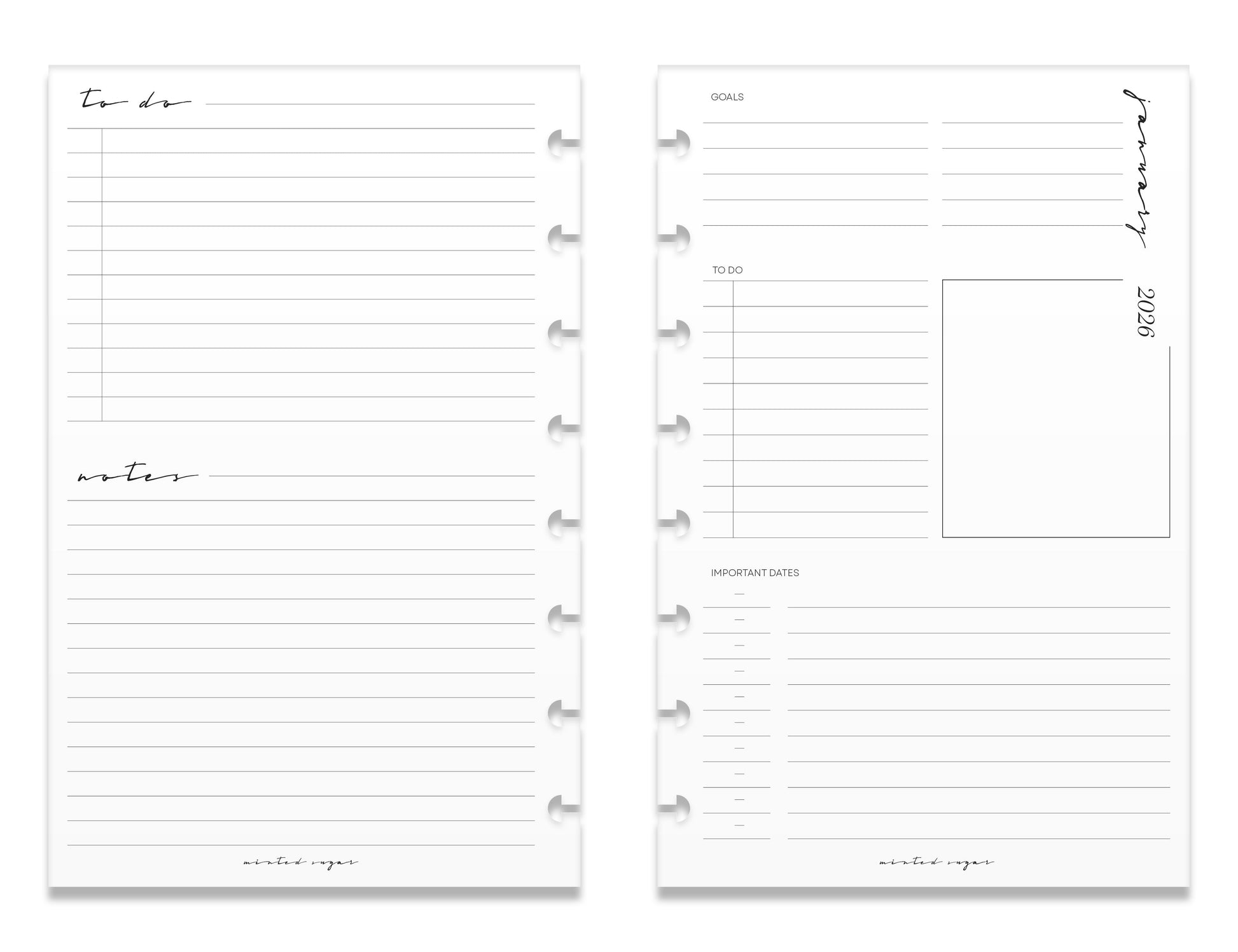 2026 Weekly Insert – Vertical Layout – Classic Font image 6
